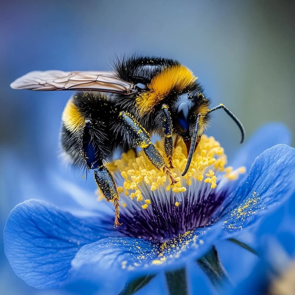 Bee pollinating flower